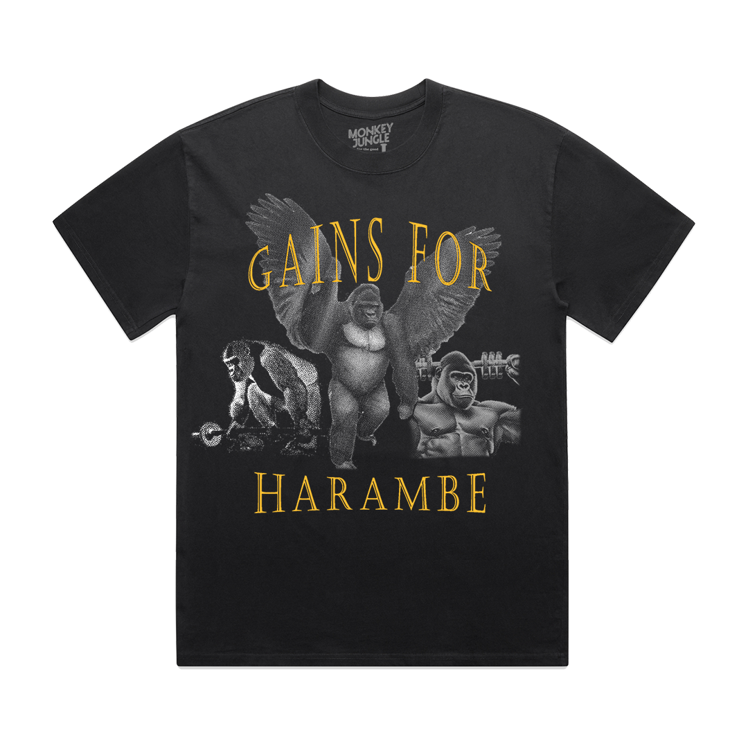 Gains for Harambe Heavy Stack T-Shirt