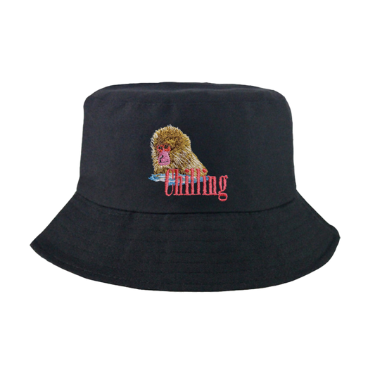 Japanese Macaque Embroidered Bucket Hat