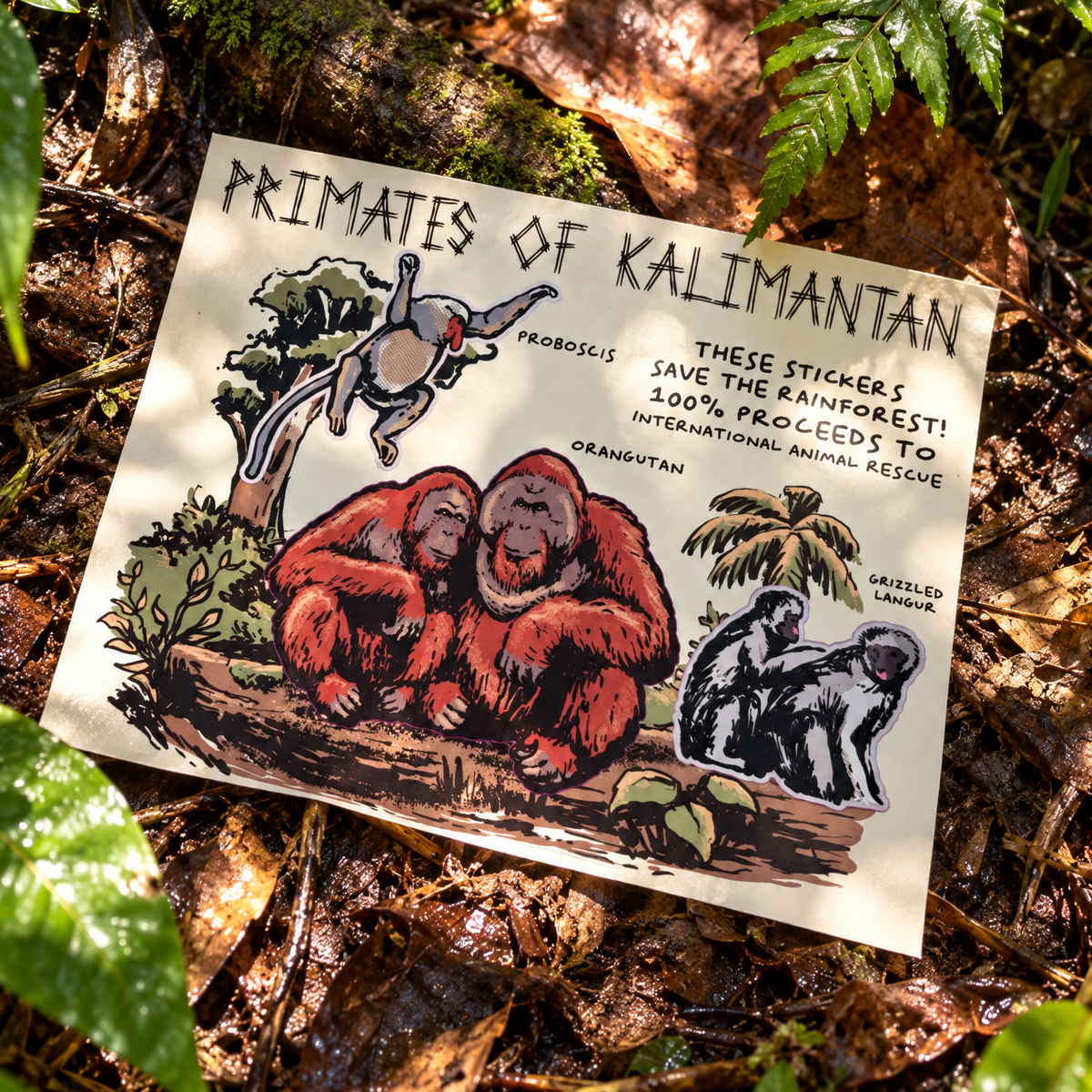 Primates of Kalimantan Charity Sticker Sheet
