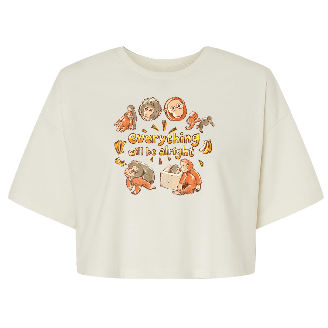 Punch will be Alright Cropped T-shirt featuring playful monkey designs and a positive message.