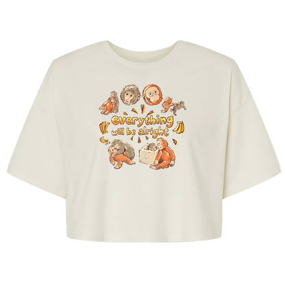 Punch will be Alright Cropped T-shirt featuring playful monkey designs and a positive message.