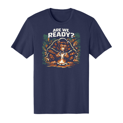 Chimp Starts Fire T-shirt featuring a bold graphic of a monkey starting a fire, perfect for chaos enjoyers.
